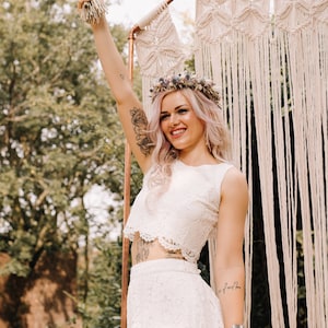 Sleeveless Cropped Lace Bridal Bride Top Separates Bridesmaid Lace Top