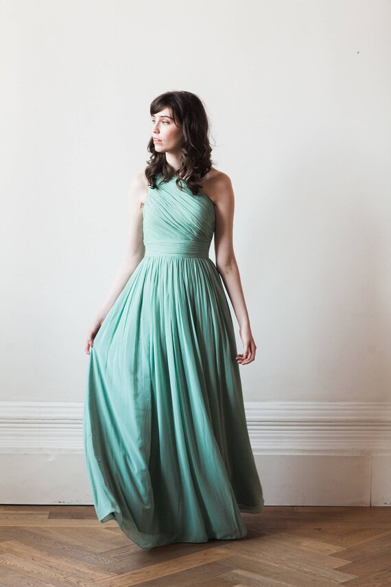 sage green one shoulder dress