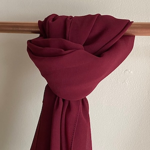 Burgundy Chiffon Shawl, Cover Up, Wrap, Pashmina, Wedding Scarf, Bridesmaid Gift, Mother of Bride Gift,