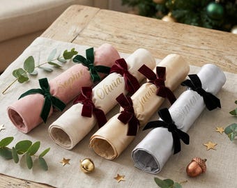 Luxury Personalised Christmas Crackers with Velvet Bows