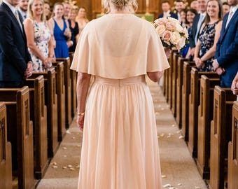 Chiffon Wedding Capulet, Bridal Cape, Modern Veil Alternative Custom Colour and Length
