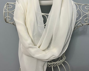 Chiffon Shawl, Soft Cream Cover Up, Wrap, Pashmina, Wedding Scarf, Bridesmaids, Guests, Throw, Can be Personalised, Woman Boxed Gift & Bow
