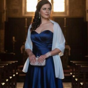 Light Blue Chiffon Wedding Shawl: Personalised Bridal Cover Up image 5