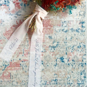 Personalised Chiffon Wedding Bouquet Ribbon: Keepsake Vows