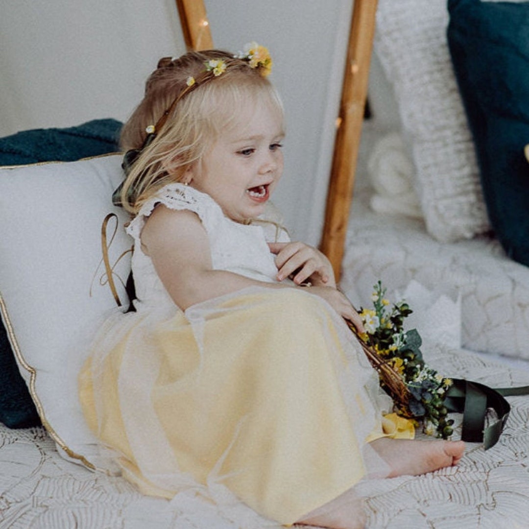Lemon yellow hotsell flower girl dresses