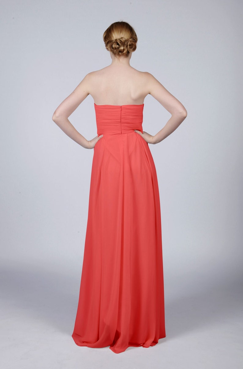 Coral Strapless Long BridesmaidProm Dress by Matchimony