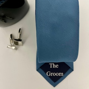 Military Blue Tie: Personalised Groomsmen Gift, Wedding Tie