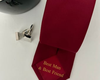 Merlot Red Men's Tie for Wedding, Prom, Special Occasion, with Optional Secret Message, Groomsmen Gift also sold in Boys Sizes