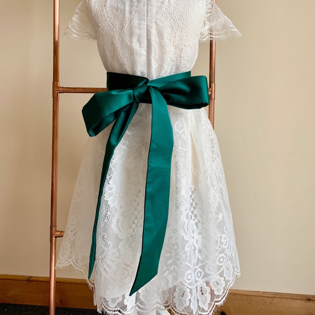sage green sash for dress Forest Satin Sash: Personalised Flower Girl Belt, Child Clothing swatches-green-gables-burnout-maxi-dress