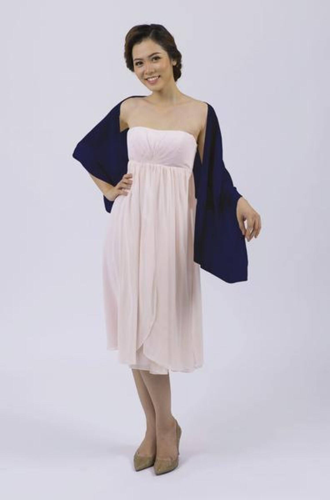 navy blue chiffon wrap