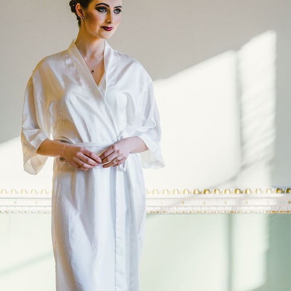 personalised silk dressing gown Satin Robe with Custom Logo - Back