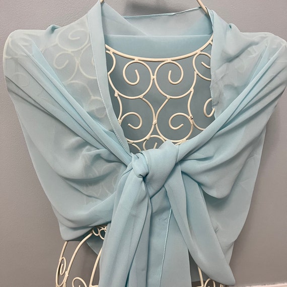 Light Blue Chiffon Wedding Shawl: Personalised Bridal Cover Up