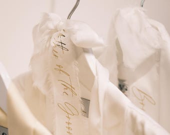 Personaliesd Silk Ribbon Wedding Hanger Bow: Dress Name Tag