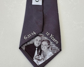Cadeau d'anniversaire de 12 ans en soie pour homme, cravate avec photo,