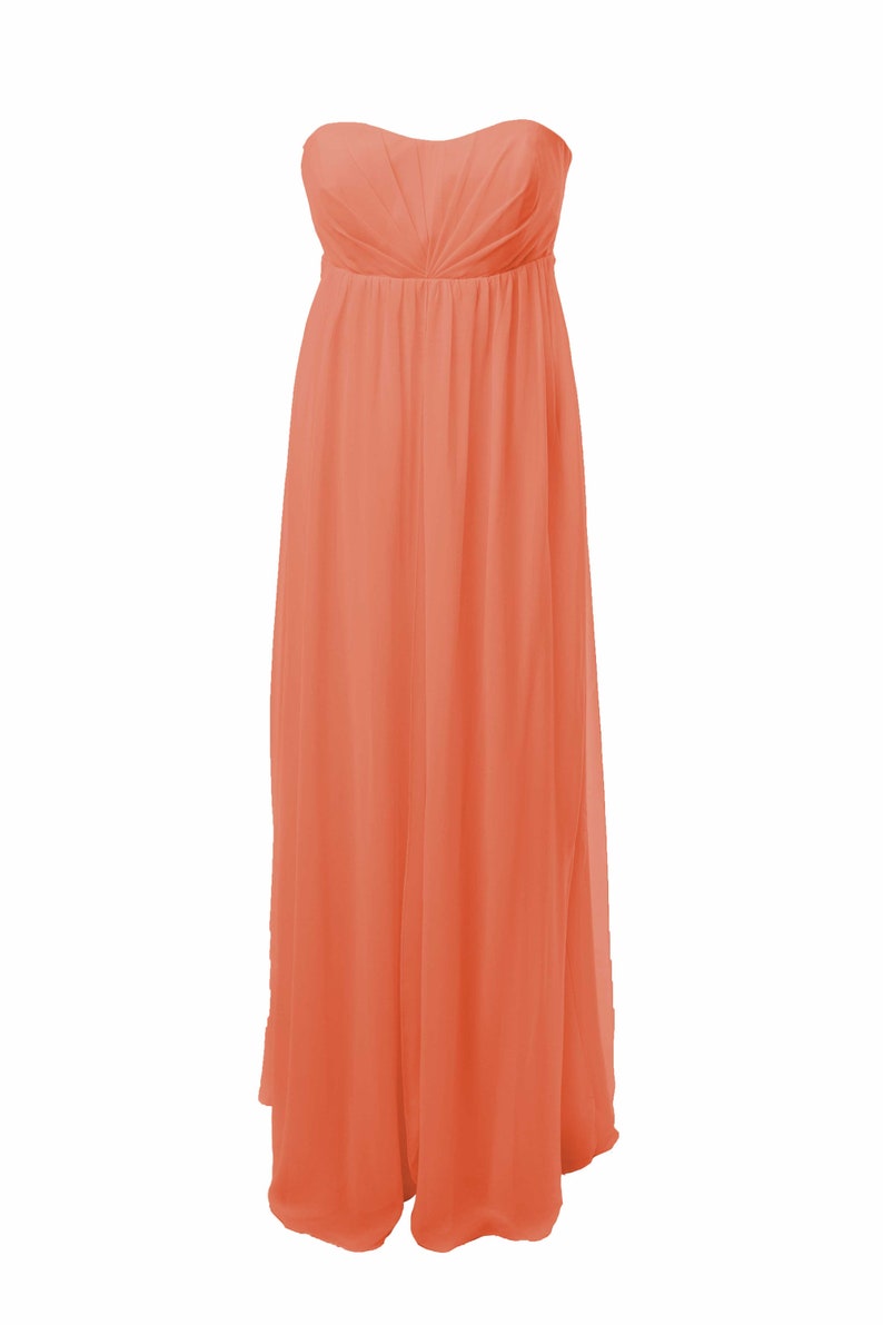Coral Strapless Long BridesmaidProm Dress by Matchimony