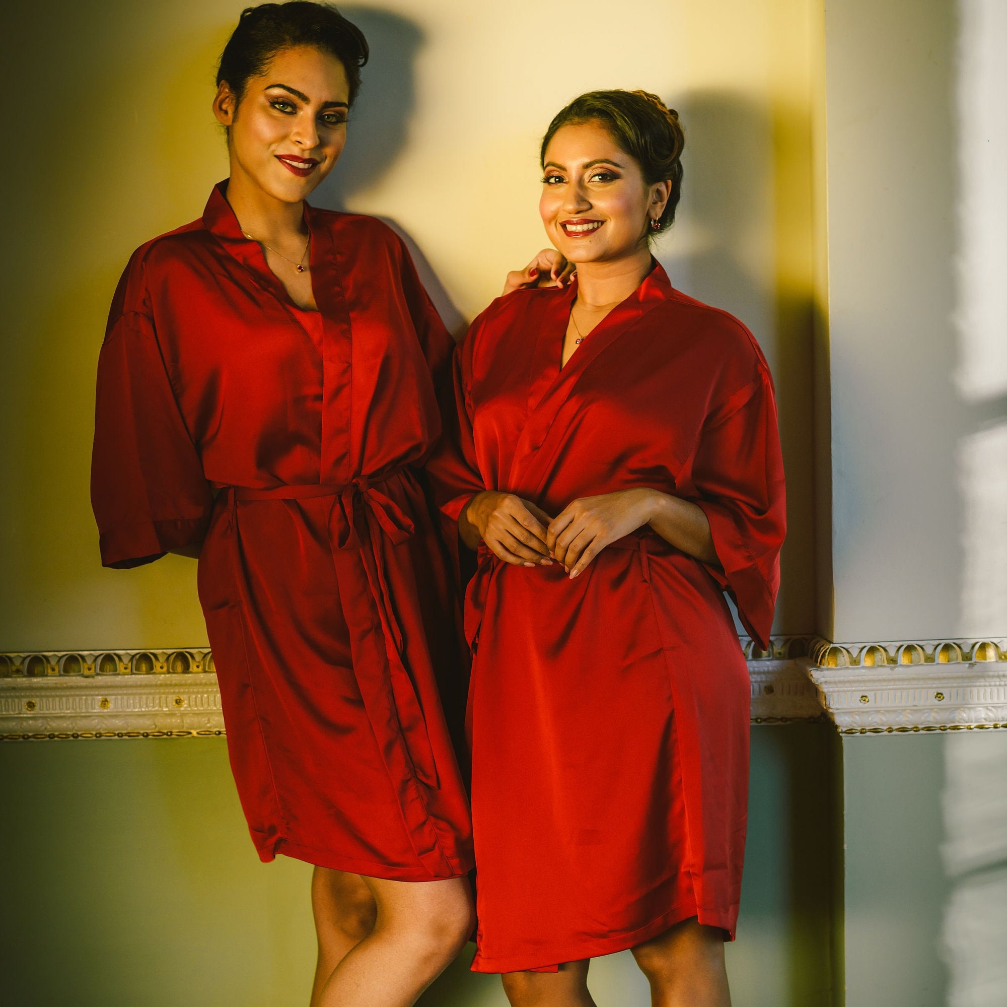 Short red hotsell silk robe
