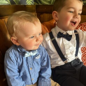 Pale Blue PreTied Childrens Bow Tie Pre Tied Adjustable Dickie Wedding Tuxedo UK 