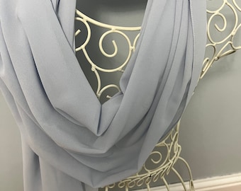 Chiffon Shawl, Soft Silver Cover Up, Wrap, Pashmina, Wedding Scarf, Bridesmaids, Guests, Throw, Can be Personalised, Woman Boxed Gift