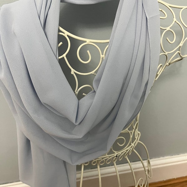 Chiffon Shawl, Soft Silver Cover Up, Wrap, Pashmina, Wedding Scarf, Bridesmaids, Guests, Throw, Can be Personalised, Woman Boxed Gift