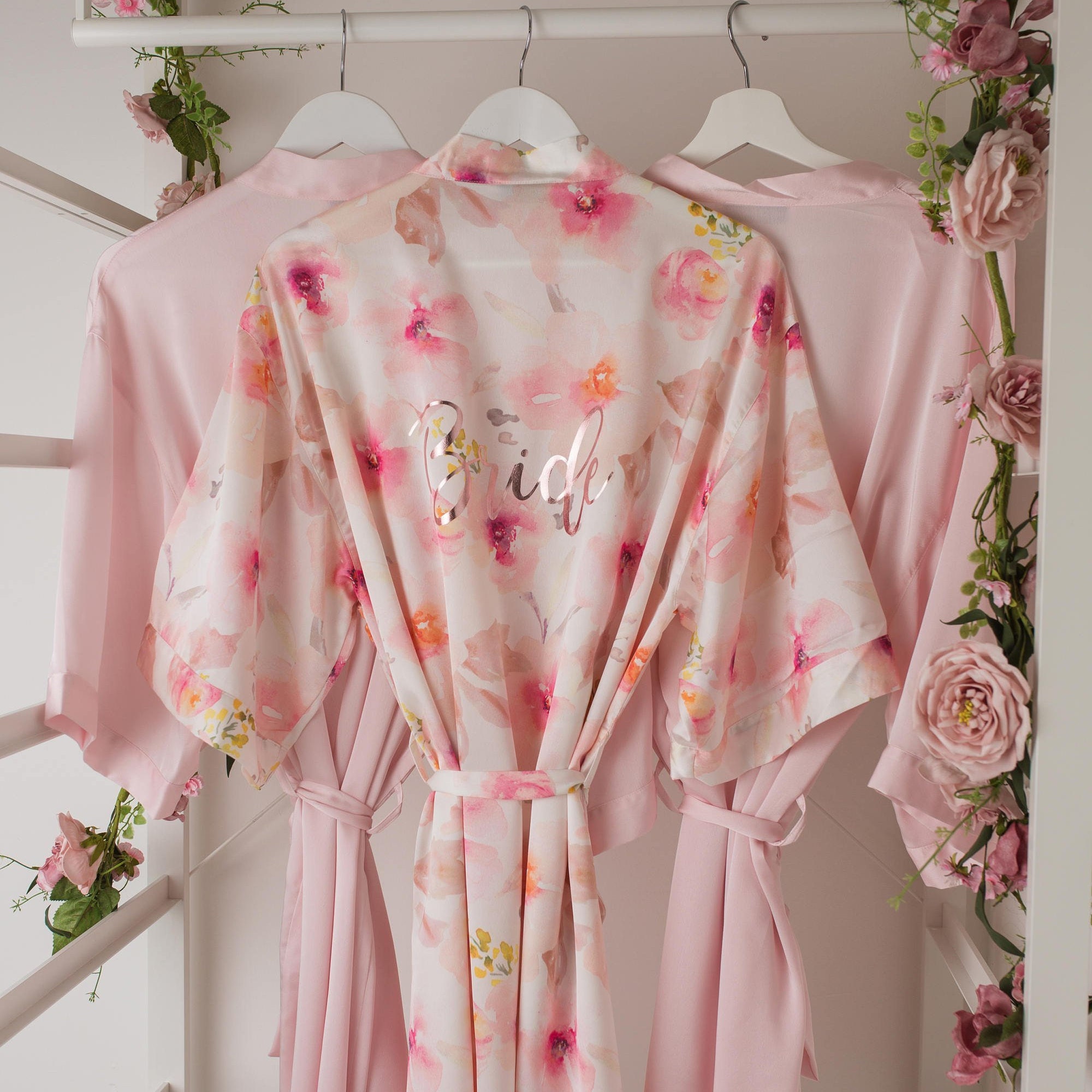 Floral silk hotsell robe