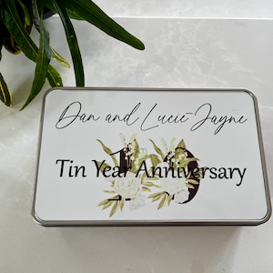 Blik 10 jaar huwelijksverjaardag geschenkblik, geschenk