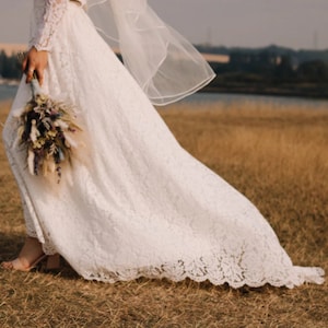 Bridal Corded Lace Wedding Skirt, Ivory Maxi Skirt, Silk Lined, Long Train, Beautiful Bridal Separate, Boho, Festival Wedding, UK Sizes 8-30