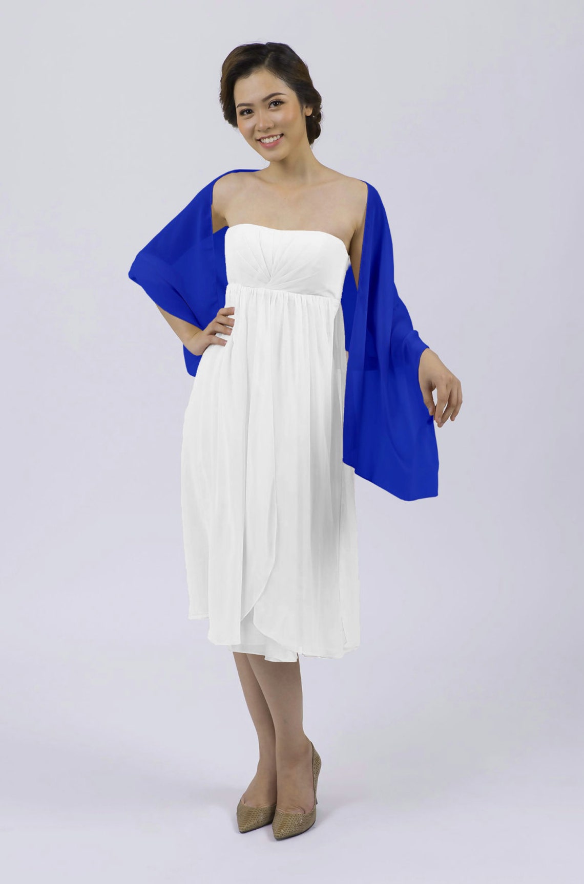 blue chiffon wrap