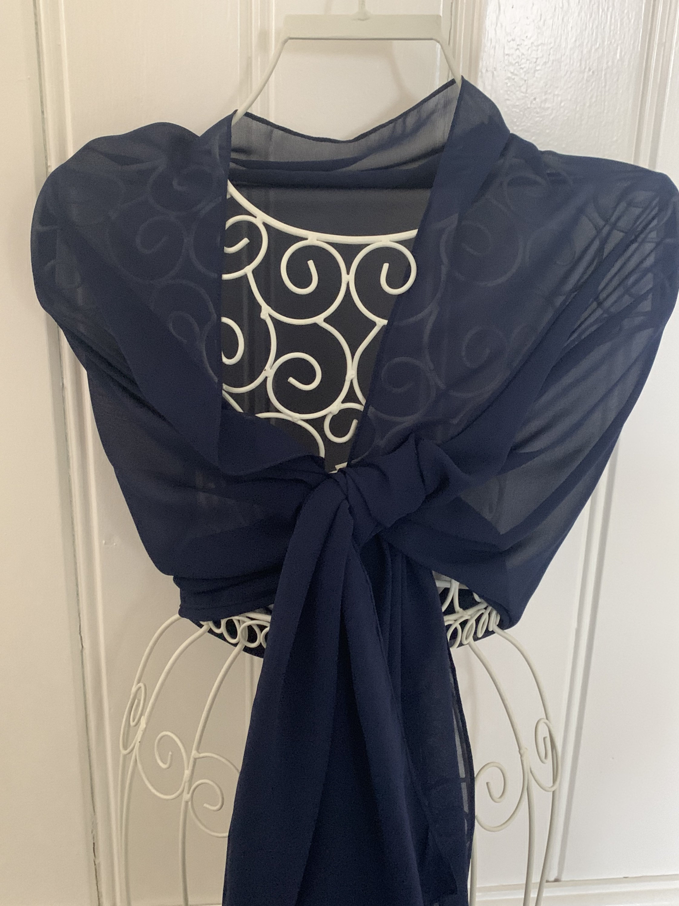 Navy blue chiffon clearance shawl