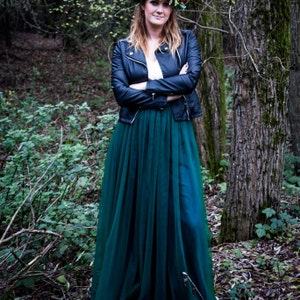 Forest Green Tulle Skirt, Floor Length Maxi skirt, Wedding Skirt Bride or Bridesmaid A-Line Style Skirt, Bridal Separates, Wedding Guest
