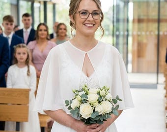Chiffon Bridal Capulet, Wedding Cape, Modern Veil Alternative Custom Colour and Length