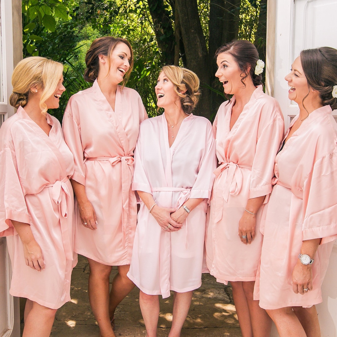 Dusky Pink Dressing Gown Personalised Below Knee Ladies Robe Etsy UK