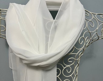 Cream Chiffon Shawl Scarf, Ideal for Weddings or Special Occasions, Optional Personalisation and Gift Box