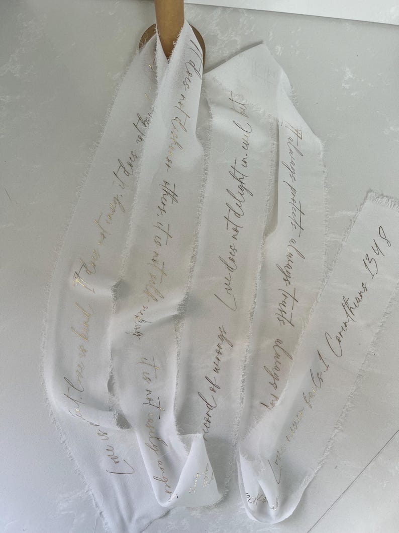 Scripture Verse Ribbon Bible Verse Wedding Bouquet Ribbon Wrap: Wedding Keepsake With Quote ...