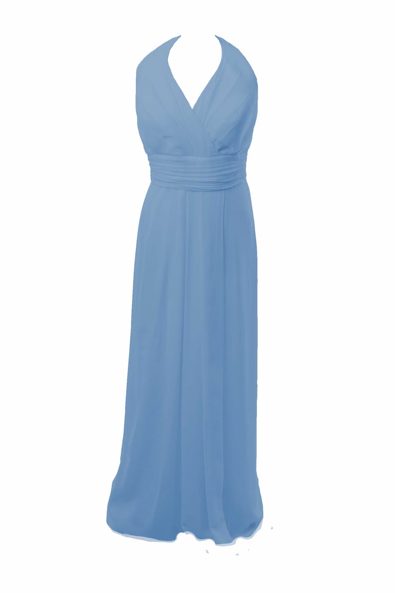 Powder Blue Halterneck Long BridesmaidProm Party Evening Maxi Dress by Matchimony