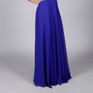 Royal Blue Chiffon Bridesmaid Skirt: Full Length A-Line Wedding Separates