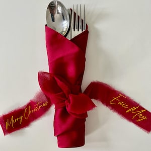 Gepersonaliseerde servetstropdassen met optionele rood-witte servetten Perfect voor bruiloften, etentjes, Kerstmis, Thanksgiving Tafeldecoratie