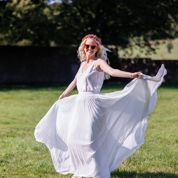 Bridal Wedding Skirt Maxi Skirt White Floor Length Pleated Chiffon Skirt Bridal Separates Wedding Separates Evening Skirt Etsy UK