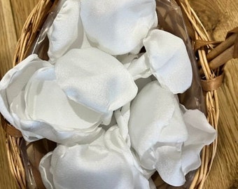 White Wedding Petals Luxury Confetti Table Scatter Sustainable, Reusable, Table Decor, Flower Girl Satin Petals,Aisle Runners, Handmade