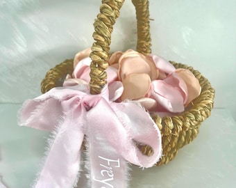 Mand zeegras bloemenmeisje: gepersonaliseerd lint, bruiloftaccessoire