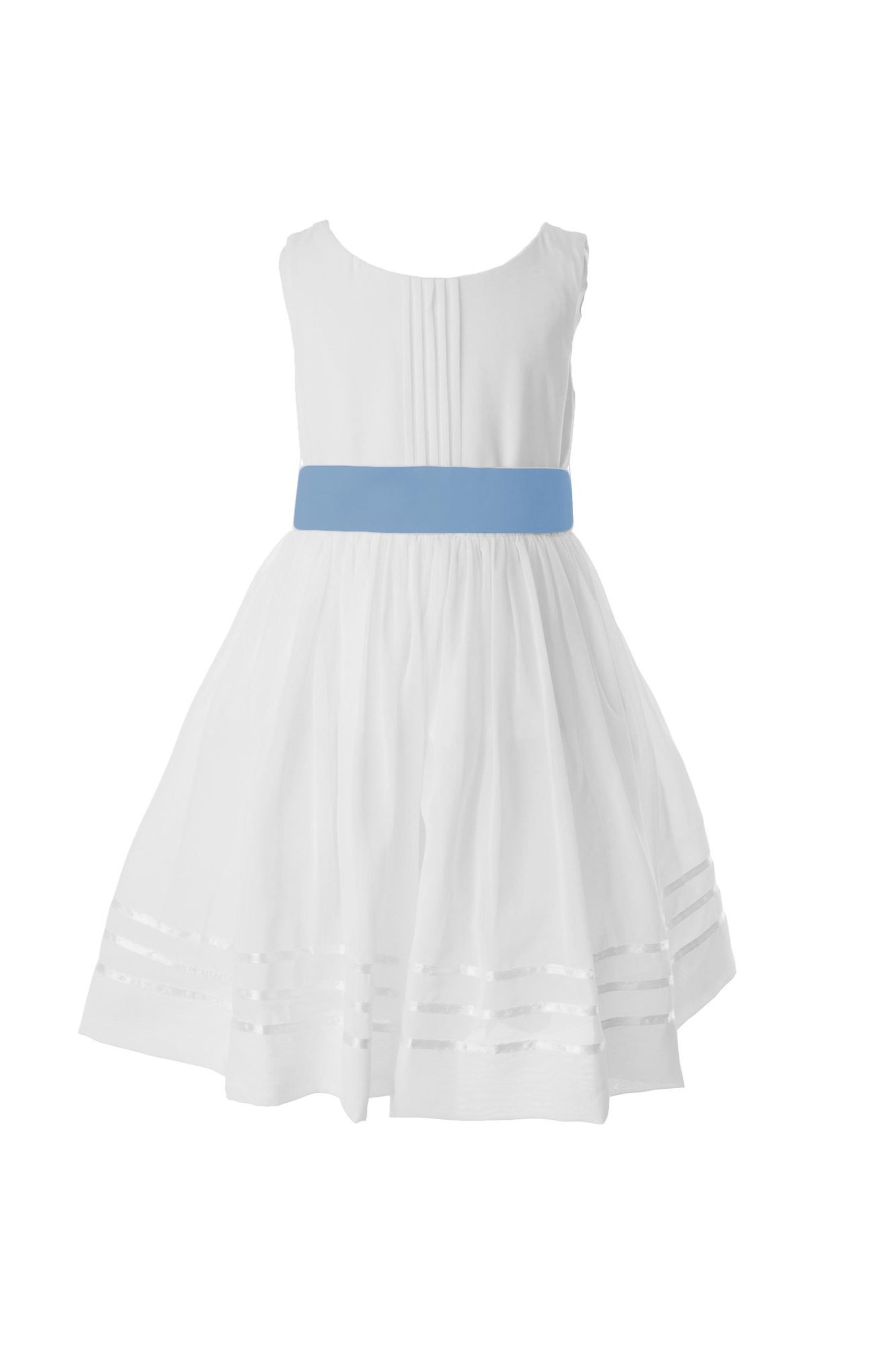 White Flower Girl Dress with Black Sashes GACH225