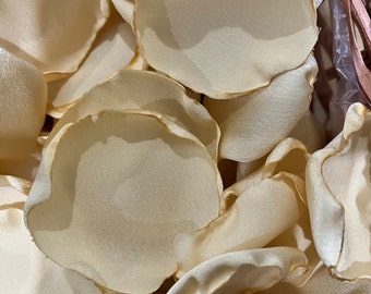 Cream & Champagne Satin Petals Table Decor FlowerGirl Aisle Scatter Wedding Party Decorations Reusable Confetti Keepsake Available in Basket