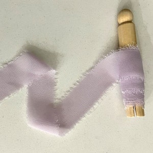 Lilac Chiffon Ribbon Hand Dyed With Frayed Edges Wedding Bouquet and Invitations, Flat Lay Photos, Wedding Decor Styling, Gift Wrapping