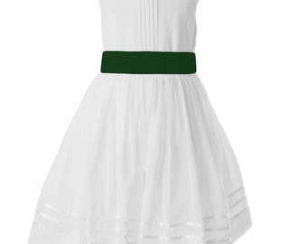 Emerald Green Satin Flower Girl Dress Sash: Personalised Wedding Belt, Child Clothing