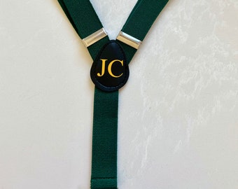 Personalised Green Boy's Suspenders: Monogrammed Page Boy Child Braces