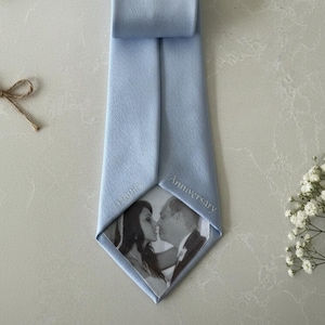 Men Photo Tie, Groomsmen Personalised Wedding Gift, 12 year Anniversary,