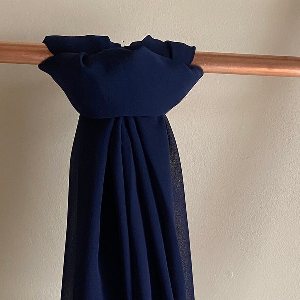 Chiffon Shawl, Navy Dark Blue Cover Up, Wrap, Pashmina, Wedding Scarf, Bridesmaids, Guests, Throw, Can be Personalised, Woman Boxed Gift.