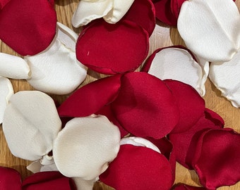 Red Satin Petals Table Decor FlowerGirl Aisle Scatter Wedding Party Decorations Sustainable Reusable Confetti Keepsake, Available in Basket