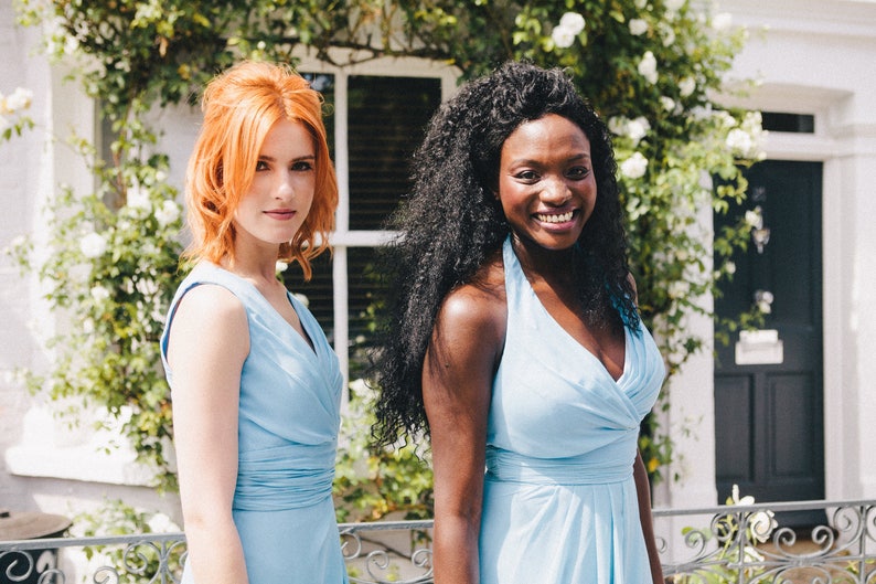 Powder Blue Halterneck Long BridesmaidProm Party Evening Maxi Dress by Matchimony