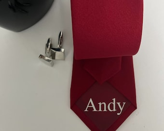 Corbata de hombre rojo rubí para boda, fiesta de graduación, ocasión especial, con mensaje secreto opcional, regalo de padrino de boda también se vende en tallas para niños