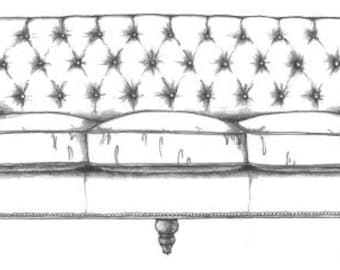 Custom designer tufted back three-seat sofa.
